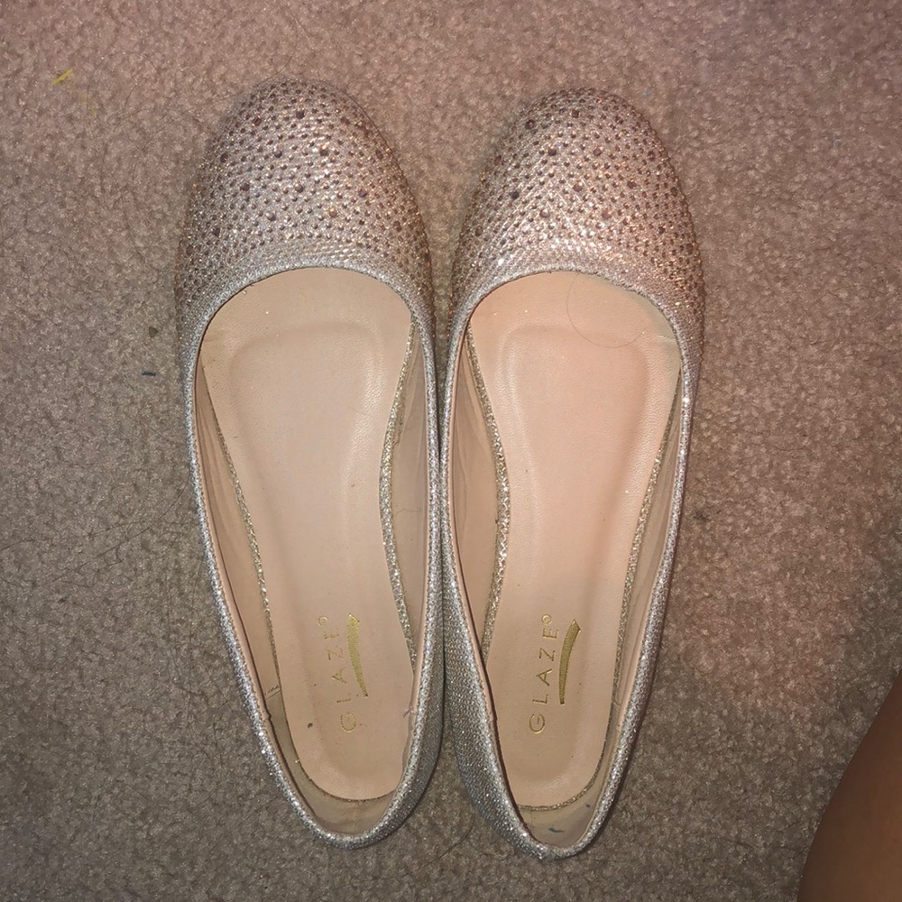 gold flat shoes